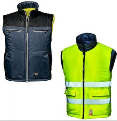 Gilet SIR SAFETY CAPRICORNO da uomo blu reversibile giallo fluo alta visibilità